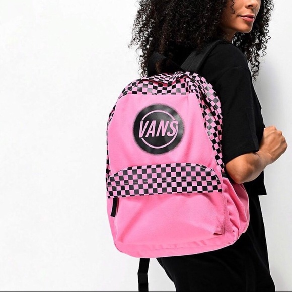 ๐LOGO CHECKERED BACKPACK PINK VANS
